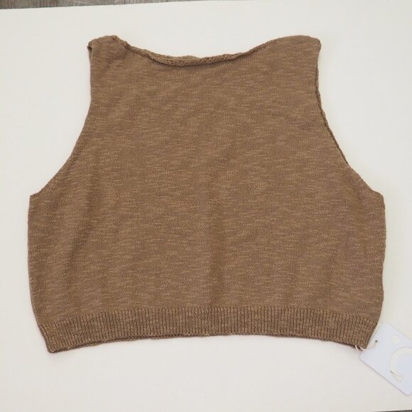 NWT Commense Cotton Blends Brown Knit Crop Top sz M - Picture 8 of 8
